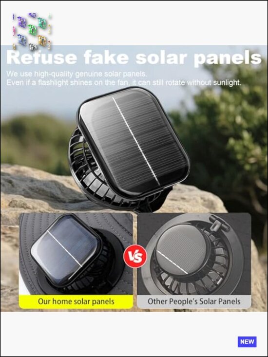 Solar Powered Wide Brim Sun Hat with Dual Fans Cooling Outdoor